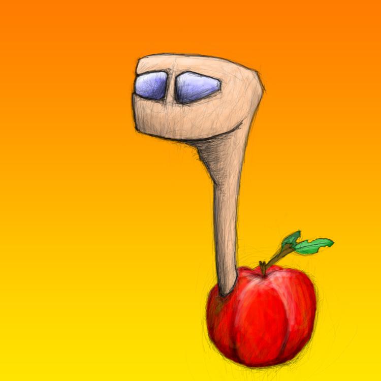 Your apple has a worm - Digital illustration, digital, ch3, illustration