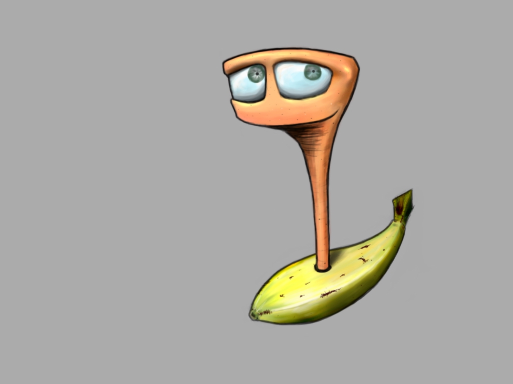 Your banana has a worm - Digital illustration, digital, ch3, illustration
