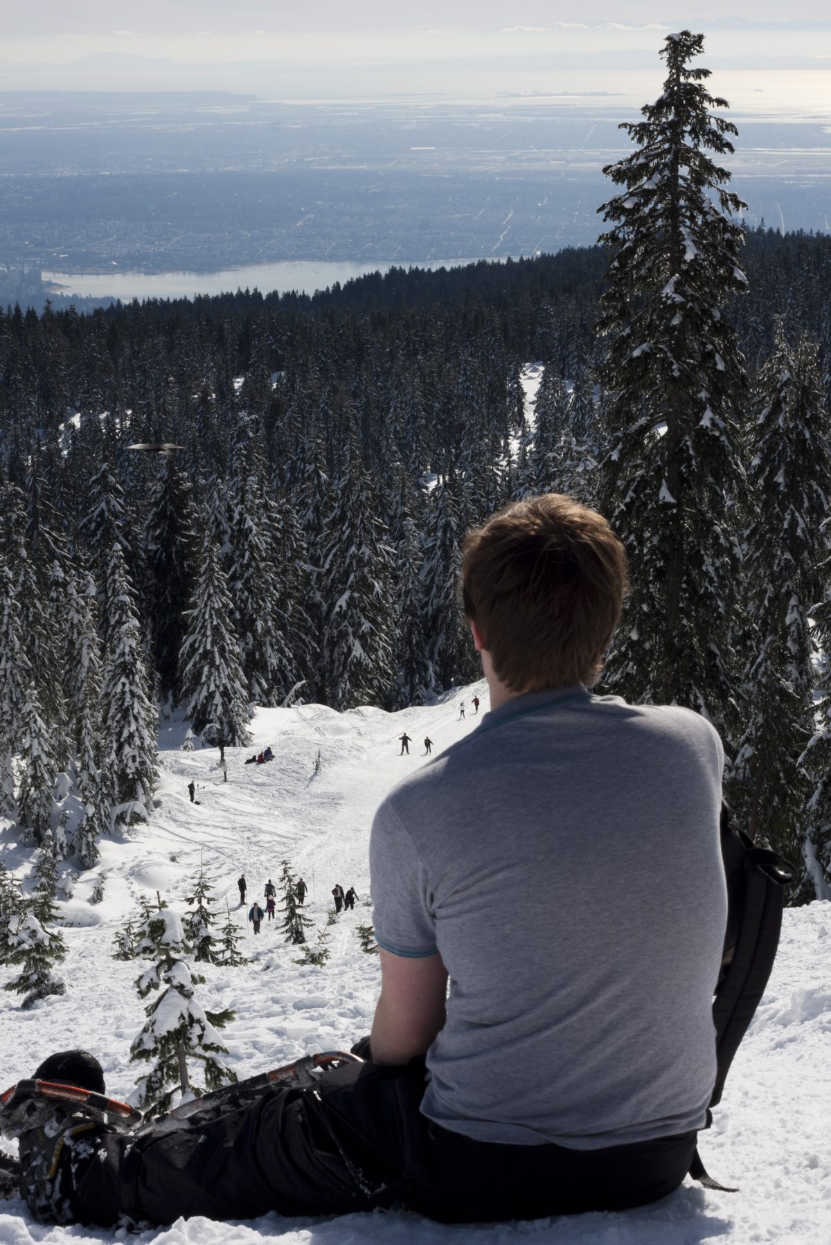 Richard enjoying the view - Snowshoeing at Cypress mountain, snow, mountain, male
