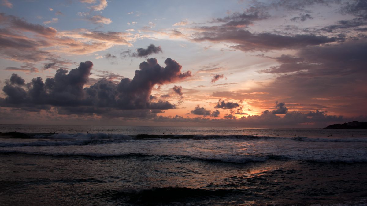Sunset, sea, beach, sunset