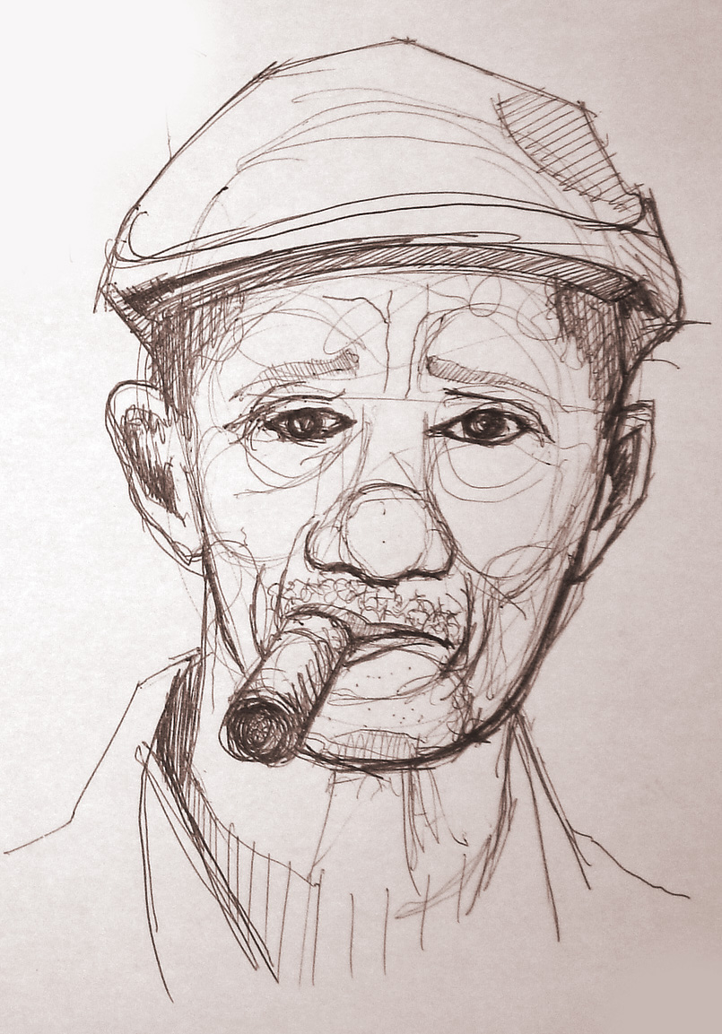 old man - pen on paper, 15cm, ch3
