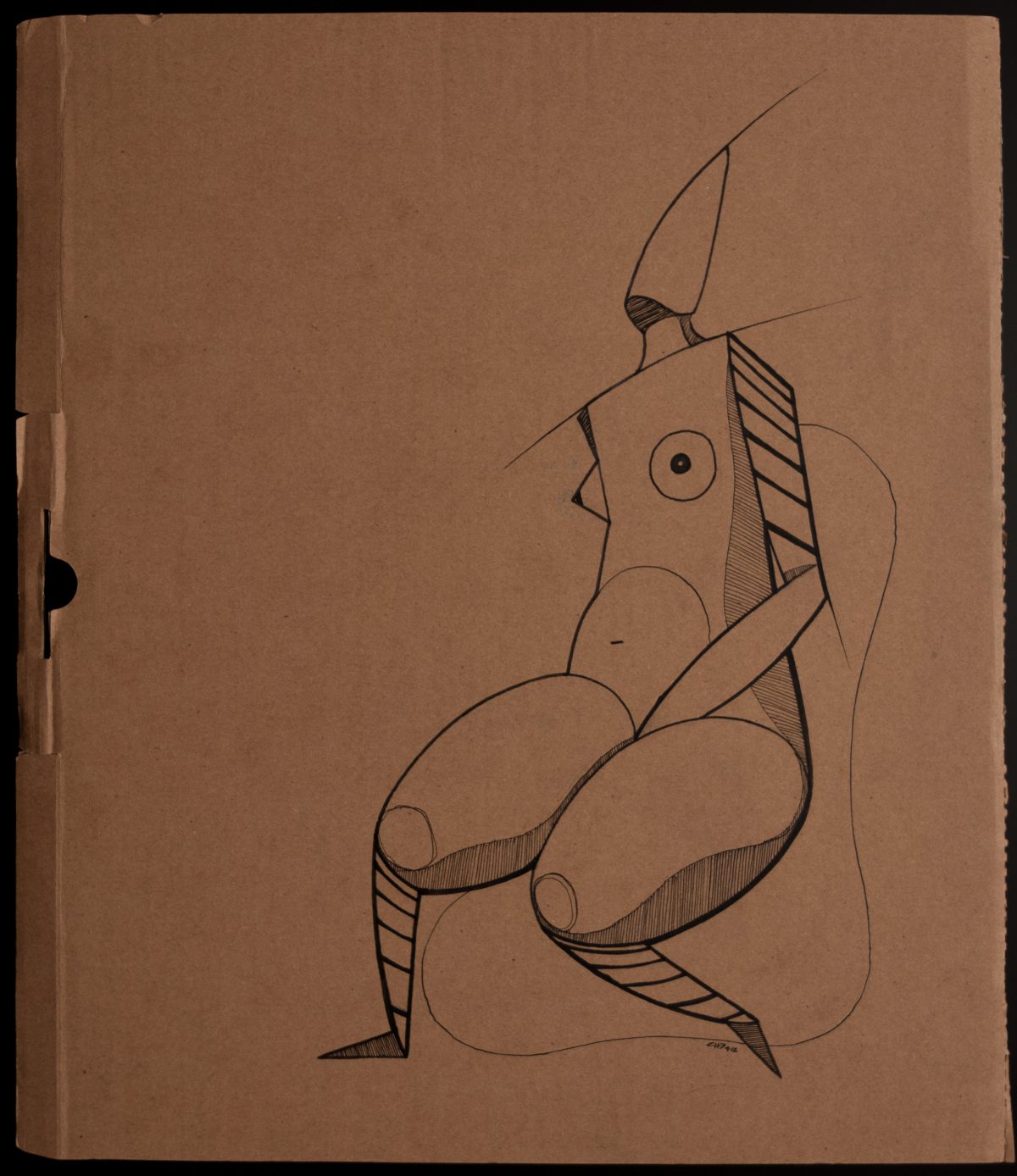 Female Figure - 33x40cm, markers on cardboard, cardboard, ink, ch3