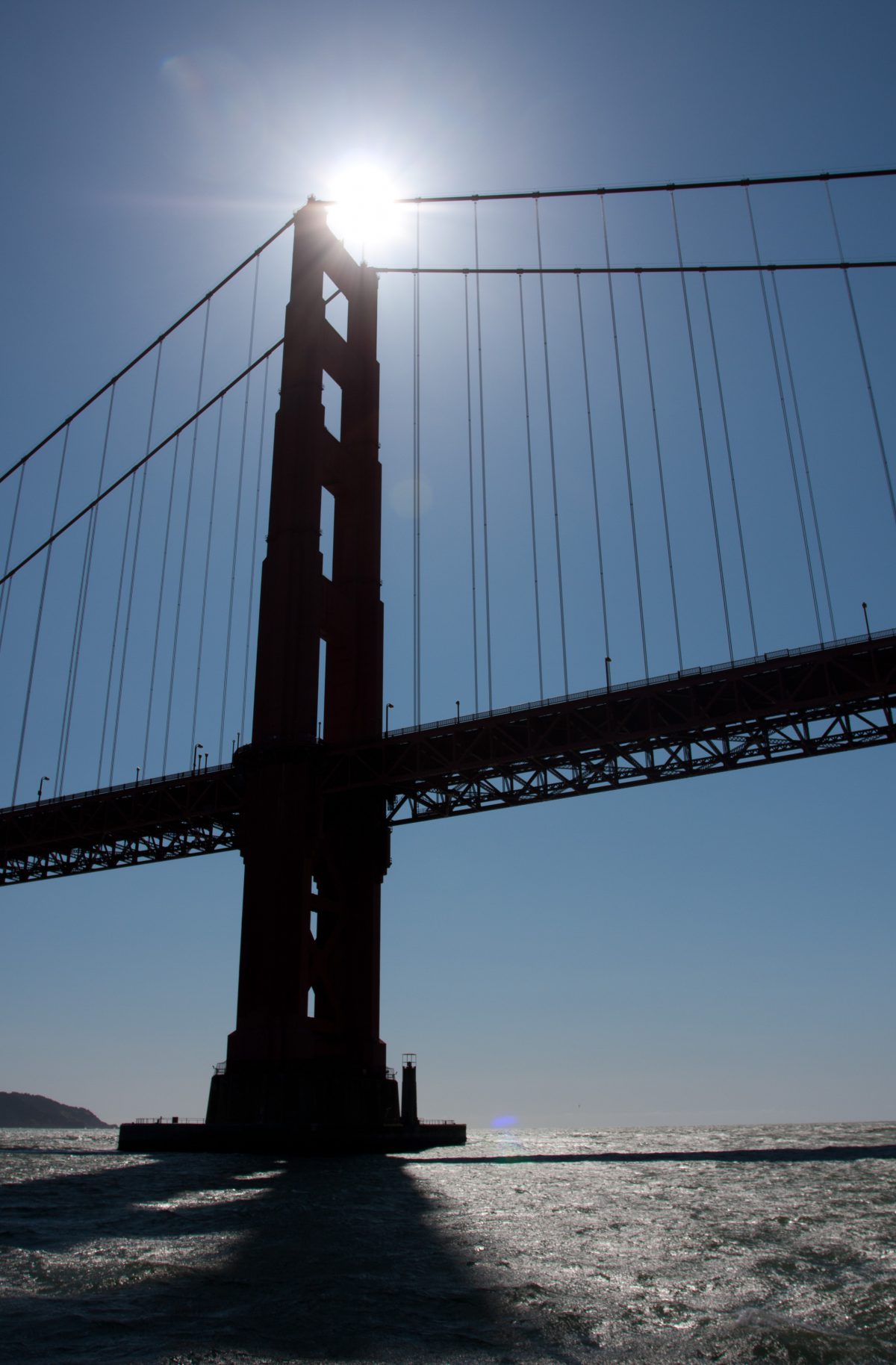 Golden Gate Bridge, sea, bridge, sun