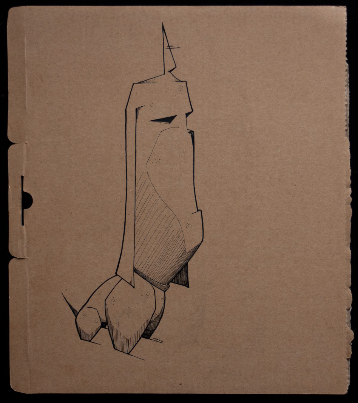 dogman - 33x40cm, ink on cardboard, ch3, cardboard, ink