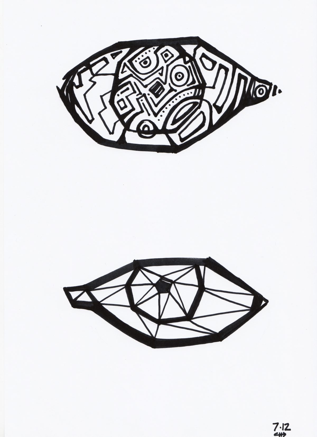 Eyes 2/3 - 21x30, markers on paper, paper, eye, sketch, design, ch3, pen