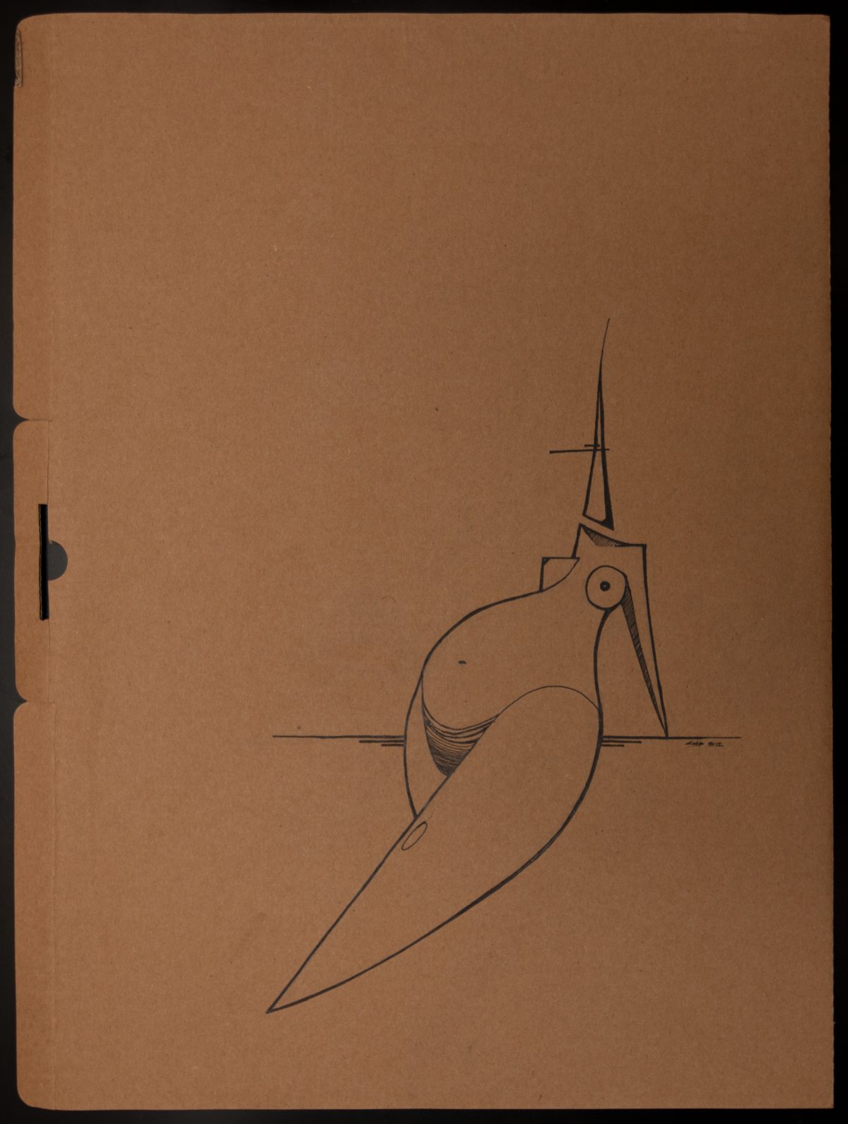 Female Figure - 36x51cm, ink on cardboard, cardboard, ink, ch3