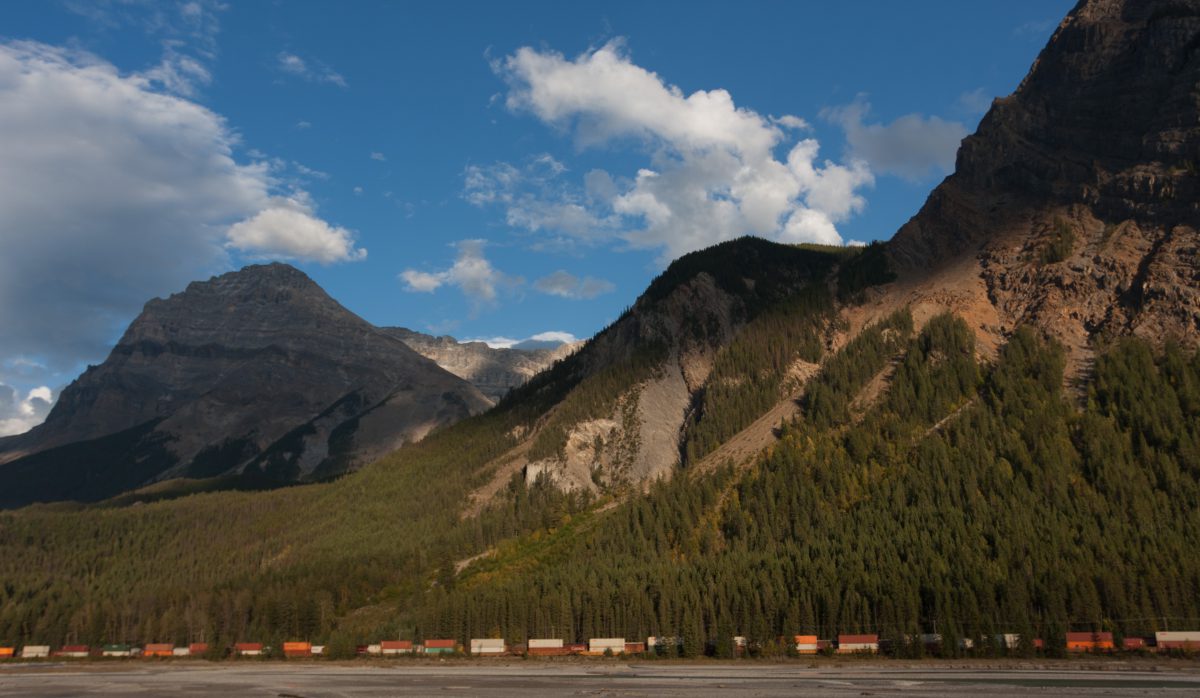 Rockies, mountain, cloud, train