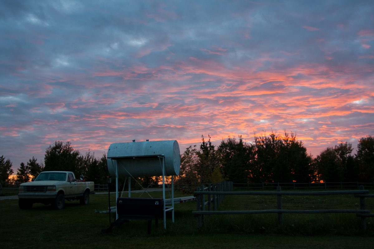 sunset, truck, cloud