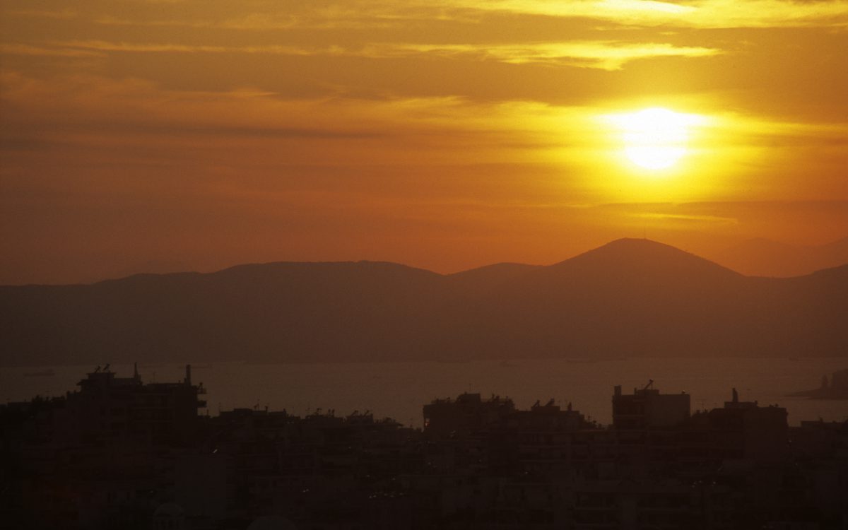 city, sunset, sky, contrast