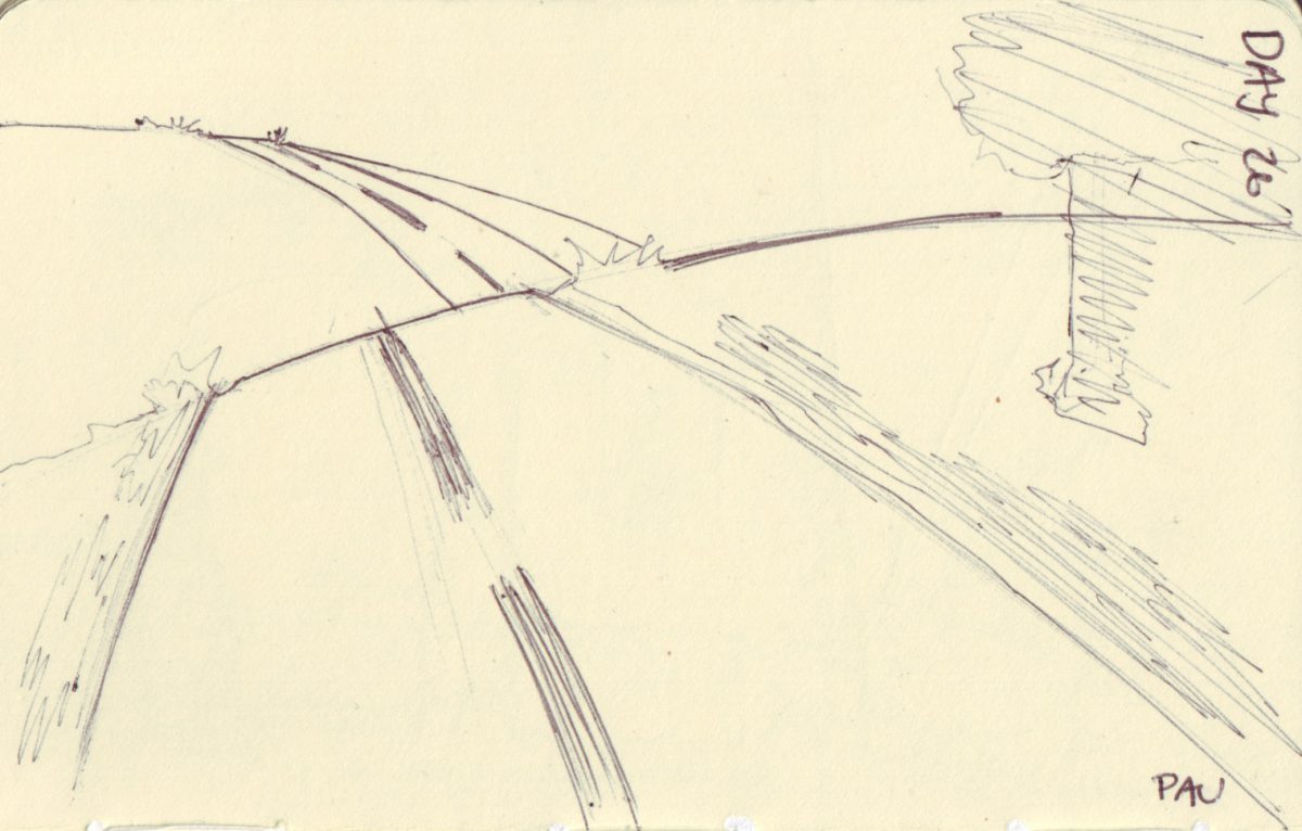 Pau - Pen on sketchbook. Travel journal, during cycling trip accross Europe, paper, ch3, sketchbook