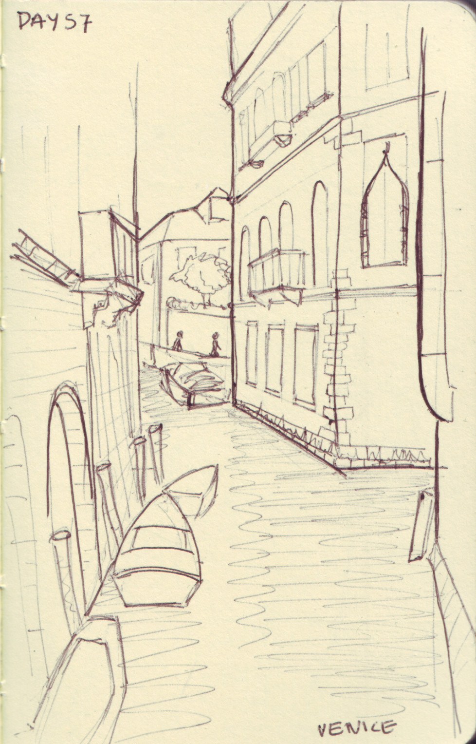 Venice - Pen on sketchbook. Travel journal, during cycling trip accross Europe, paper, ch3, sketchbook